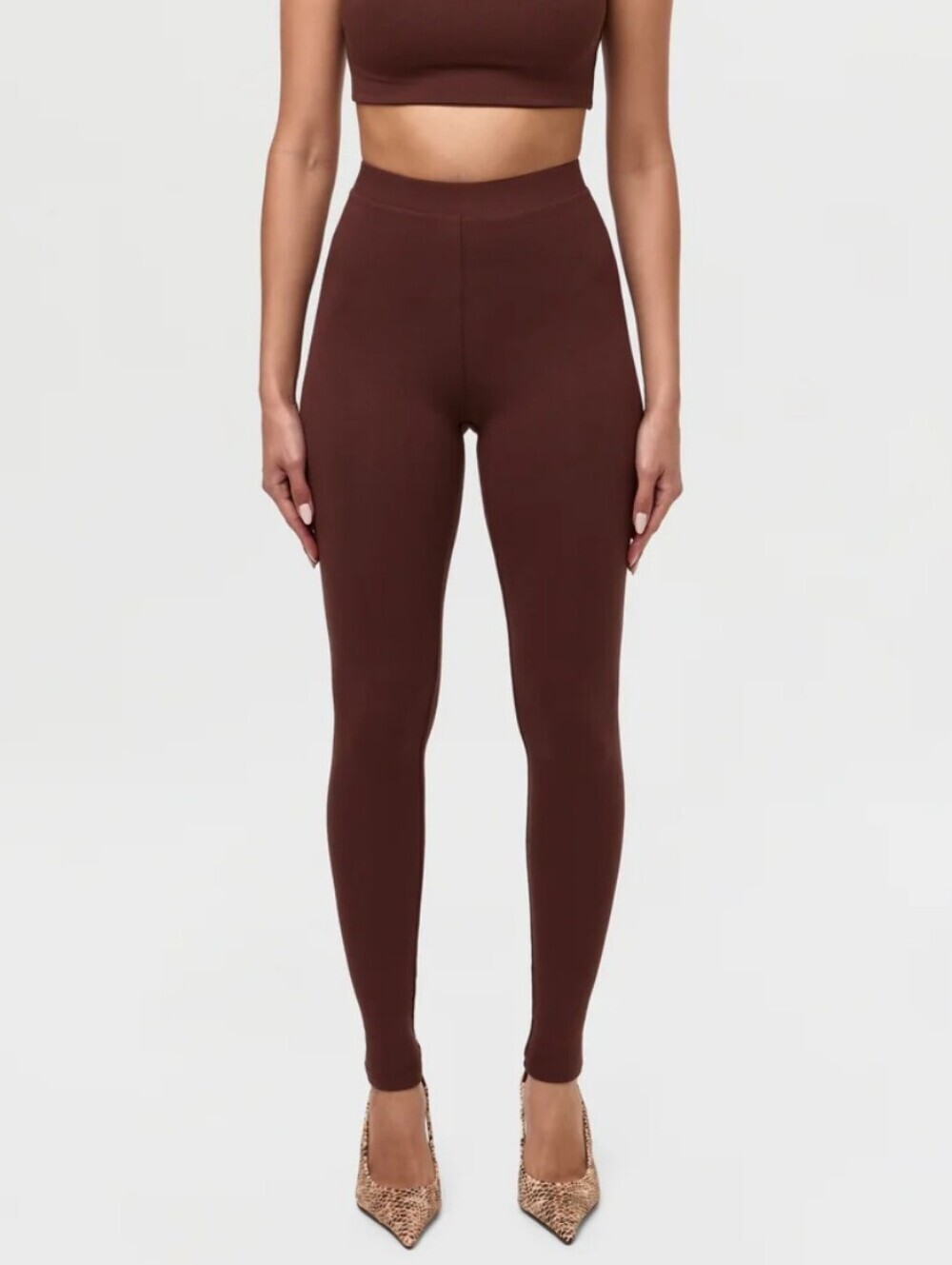 Naked Wardrobe NW Waisted Legging Chocolate Brown High Rise Leggings 2X NWT